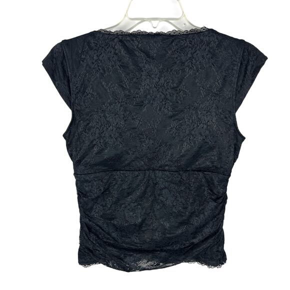 Abercrombie and Fitch Zoe Black Lace V Neck Braless Cap Sleeve Top M - Picture 5 of 8